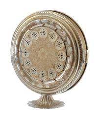 A Fred Zimbalist Twelve-Air Music Box Height 15 3/4; diameter of case 14 1/8 inches.