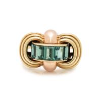 RETRO, BICOLOR GOLD AND TOURMALINE RING
