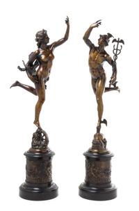 Two Grand Tour Bronze Figures Height of tallest 33 1/4 inches. — AFTER GIAMBOLOGNA, 19TH/20TH CENTURY
