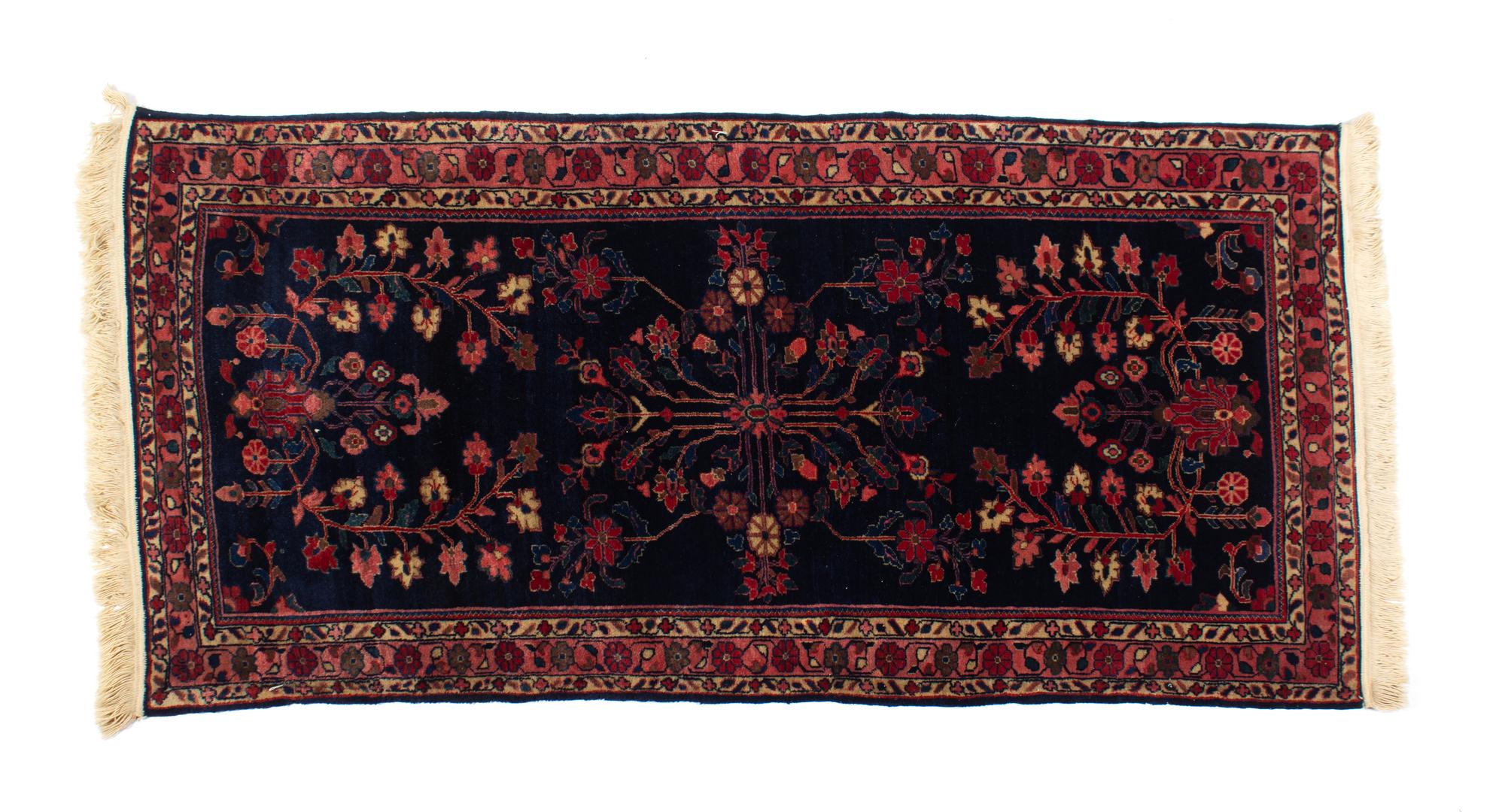 Two Sarouk Wool Rugs Larger 60 x 30 inches — 20TH CENTURY