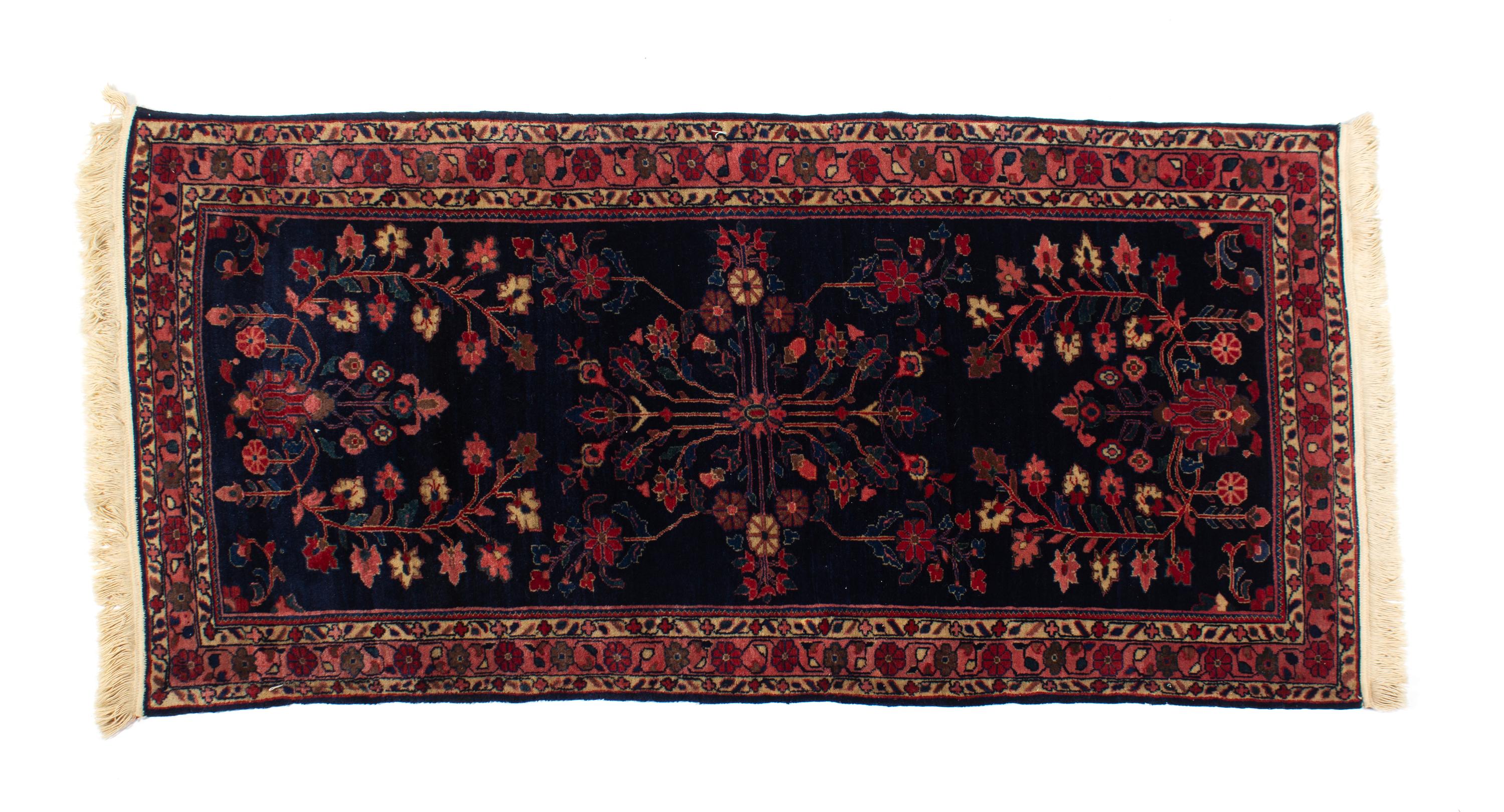 Two Sarouk Wool Rugs Larger 60 x 30 inches — 20TH CENTURY