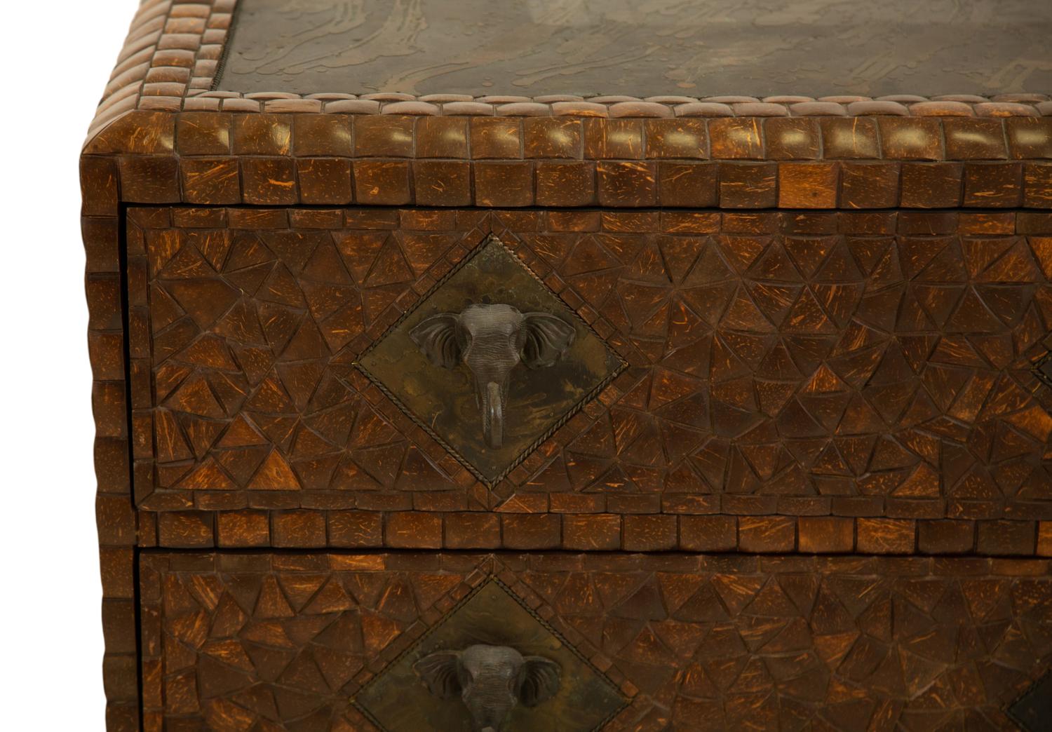 A Pair of Maitland-Smith Coconut Shell Veneered Chests of Drawers