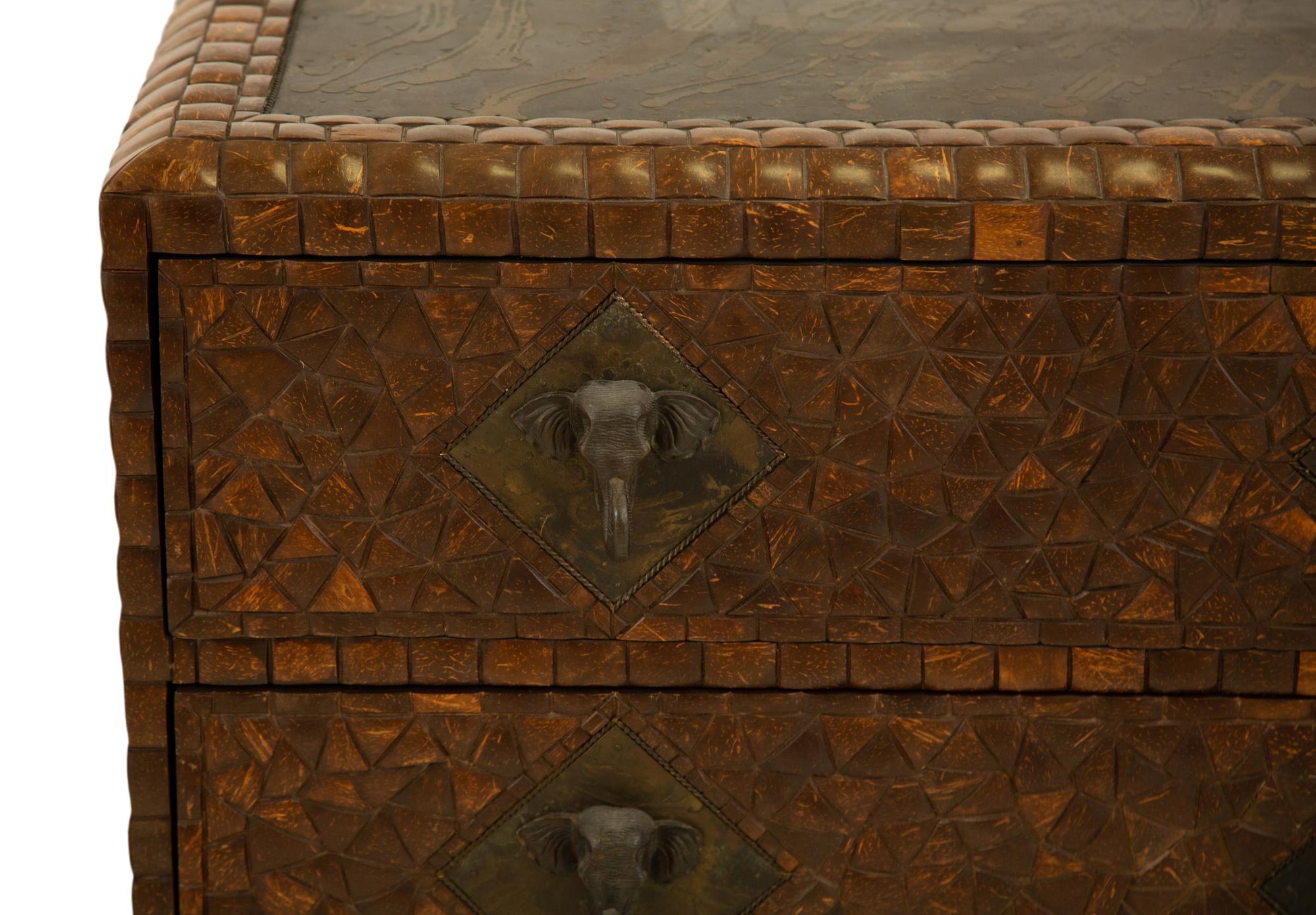 A Pair of Maitland-Smith Coconut Shell Veneered Chests of Drawers