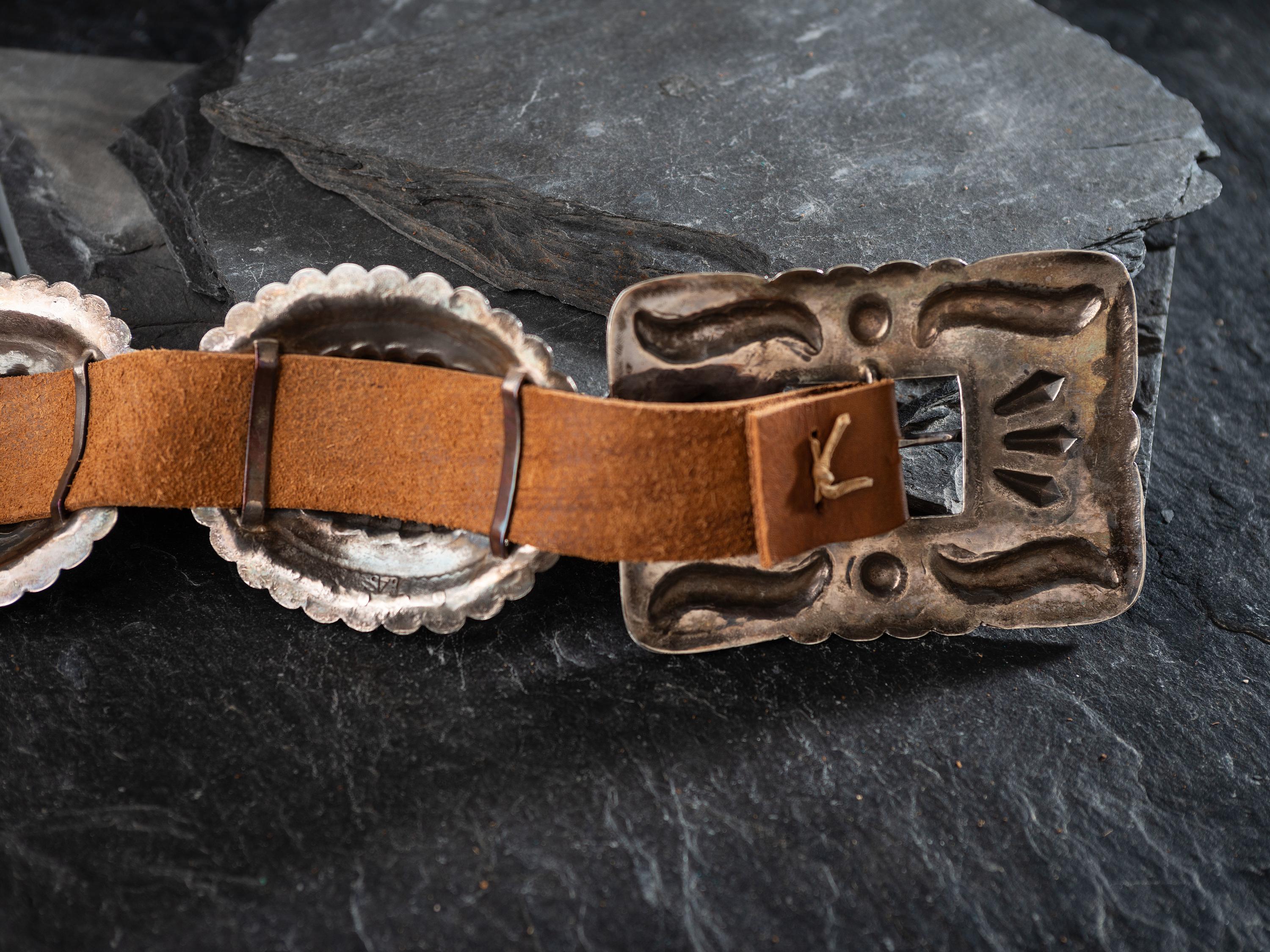 Heavily Stamped Silver Concha Belt