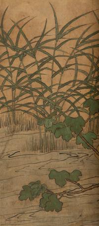 A Japanese Six-Panel Watercolor Floor Screen