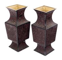 A Pair of Chinese Tixi Lacquered Vases