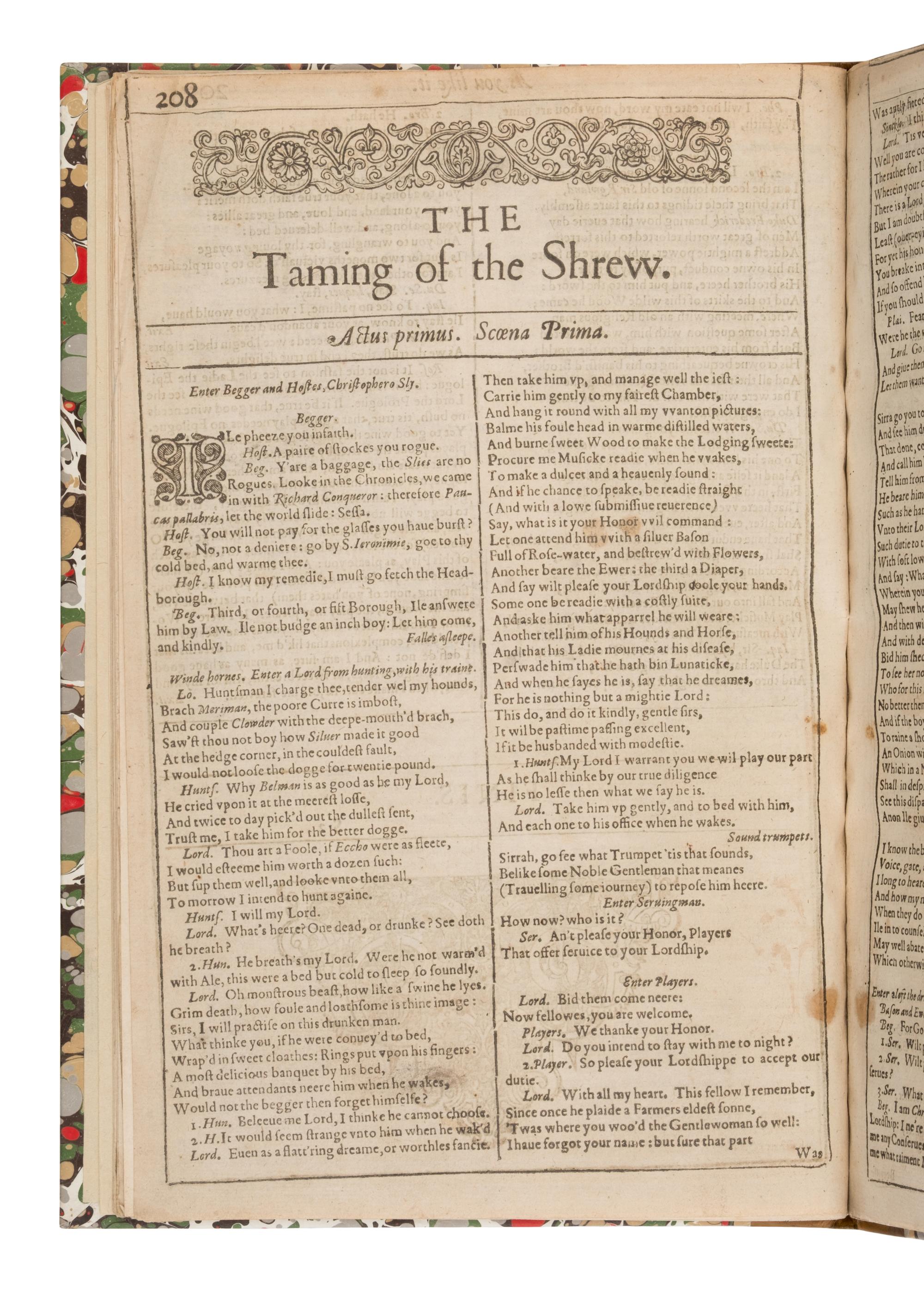 Shakespeare, William (1564-1616). As You Like It . -- The Taming of the Shrew . [Two complete plays extracted from: The First Folio]. [London: Isaac laggard and Ed. Blount, 1623].