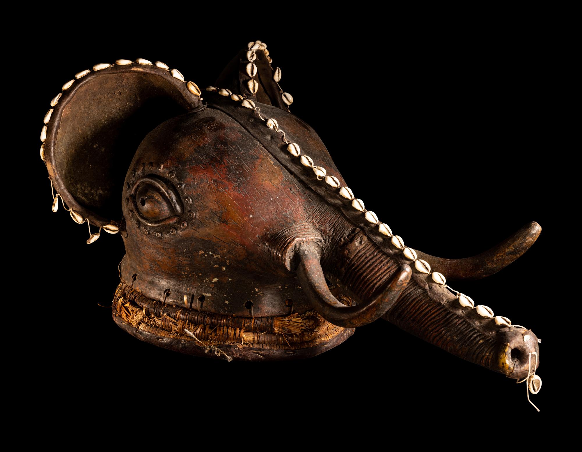 A Babanki Wood Elephant Head Helmet Mask