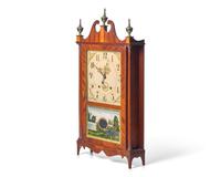 A Federal Inlaid Mahogany and Eglomise Shelf Clock