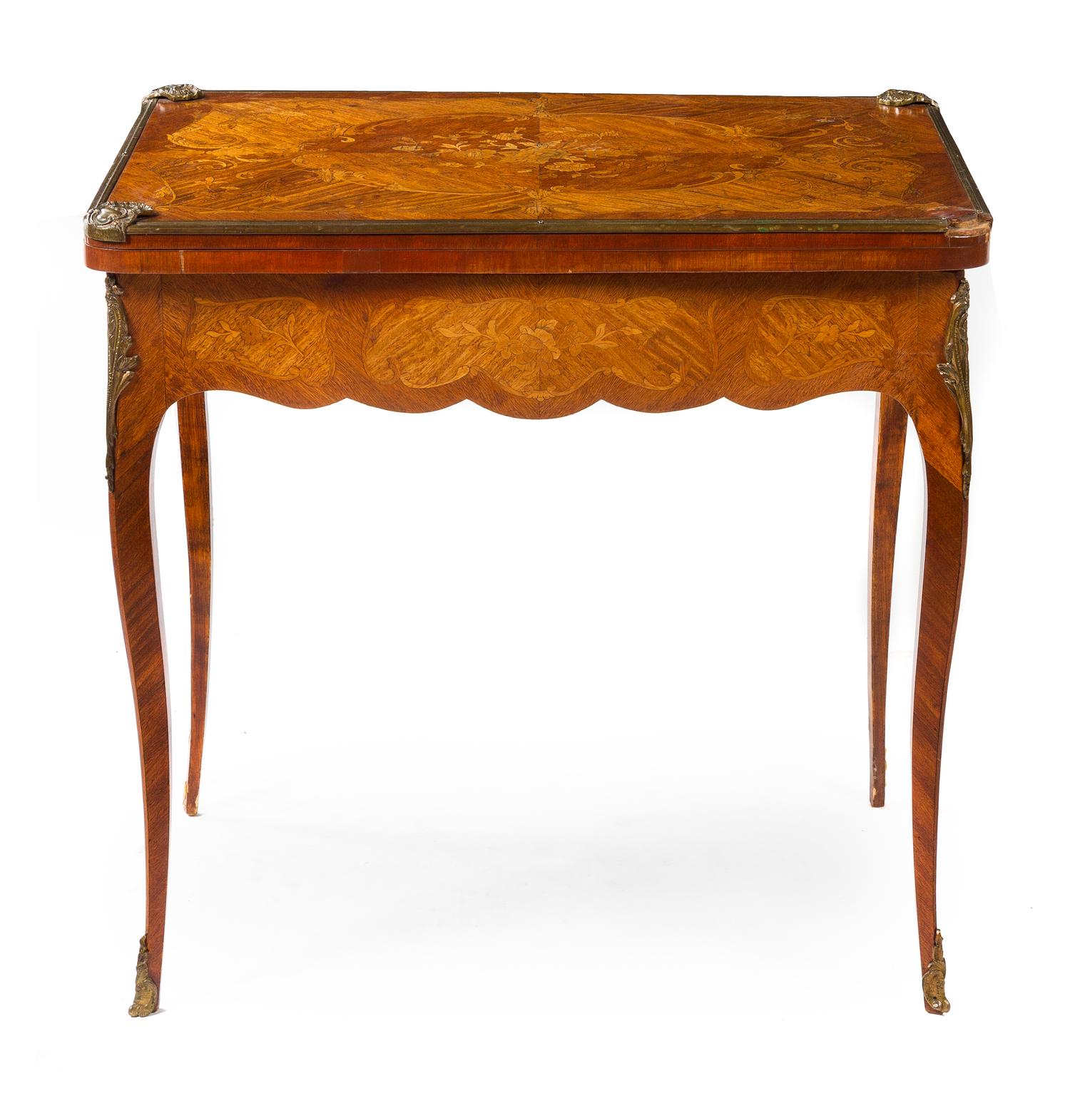 A Louis XV Style Gilt Metal Mounted Marquetry Game Table — EARLY 20TH CENTURY