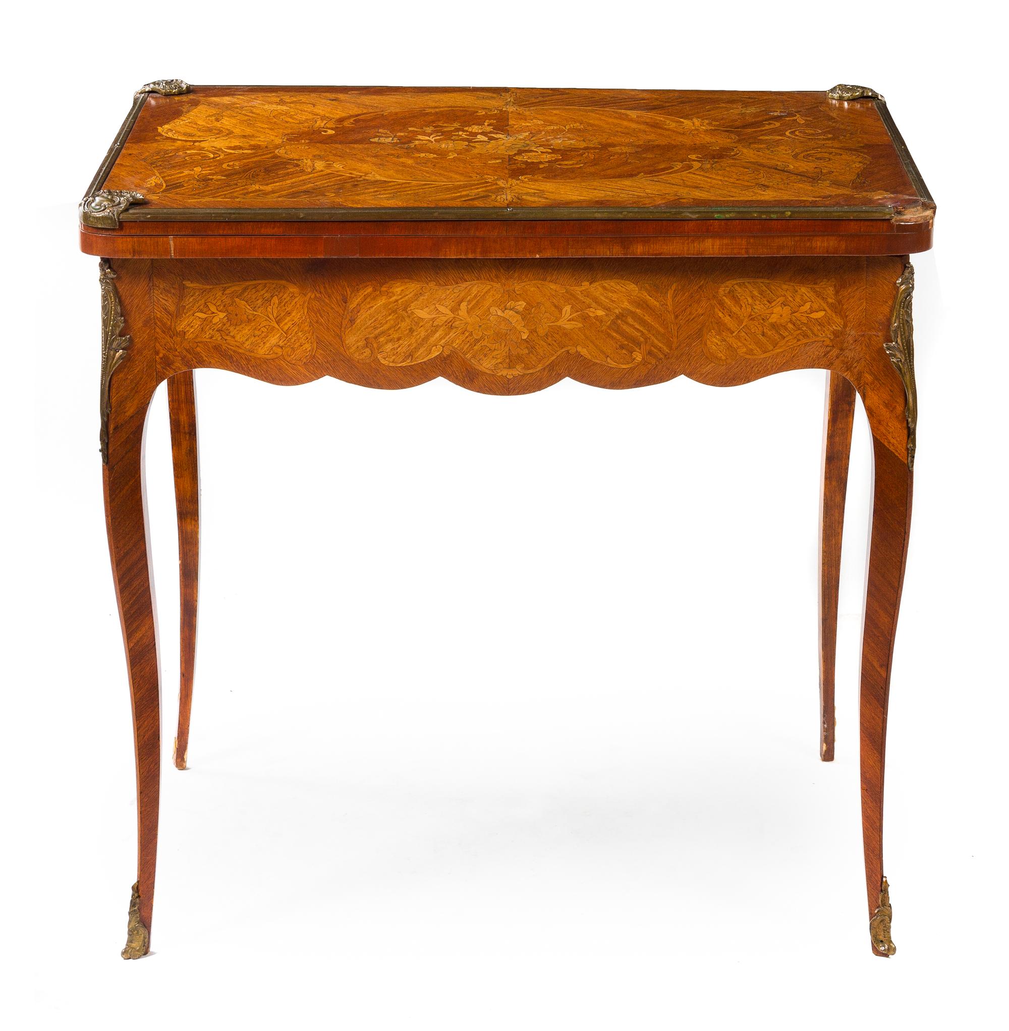 A Louis XV Style Gilt Metal Mounted Marquetry Game Table — EARLY 20TH CENTURY