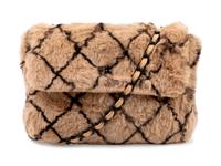 Chanel Tan and Black Fur Flap Handbag, 2000-02