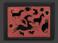 An American Animal and Star Hooked Rug