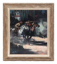 Up went the rifle to the Pomo's shoulder (Illustration for The Overland Trail) , c. 1927