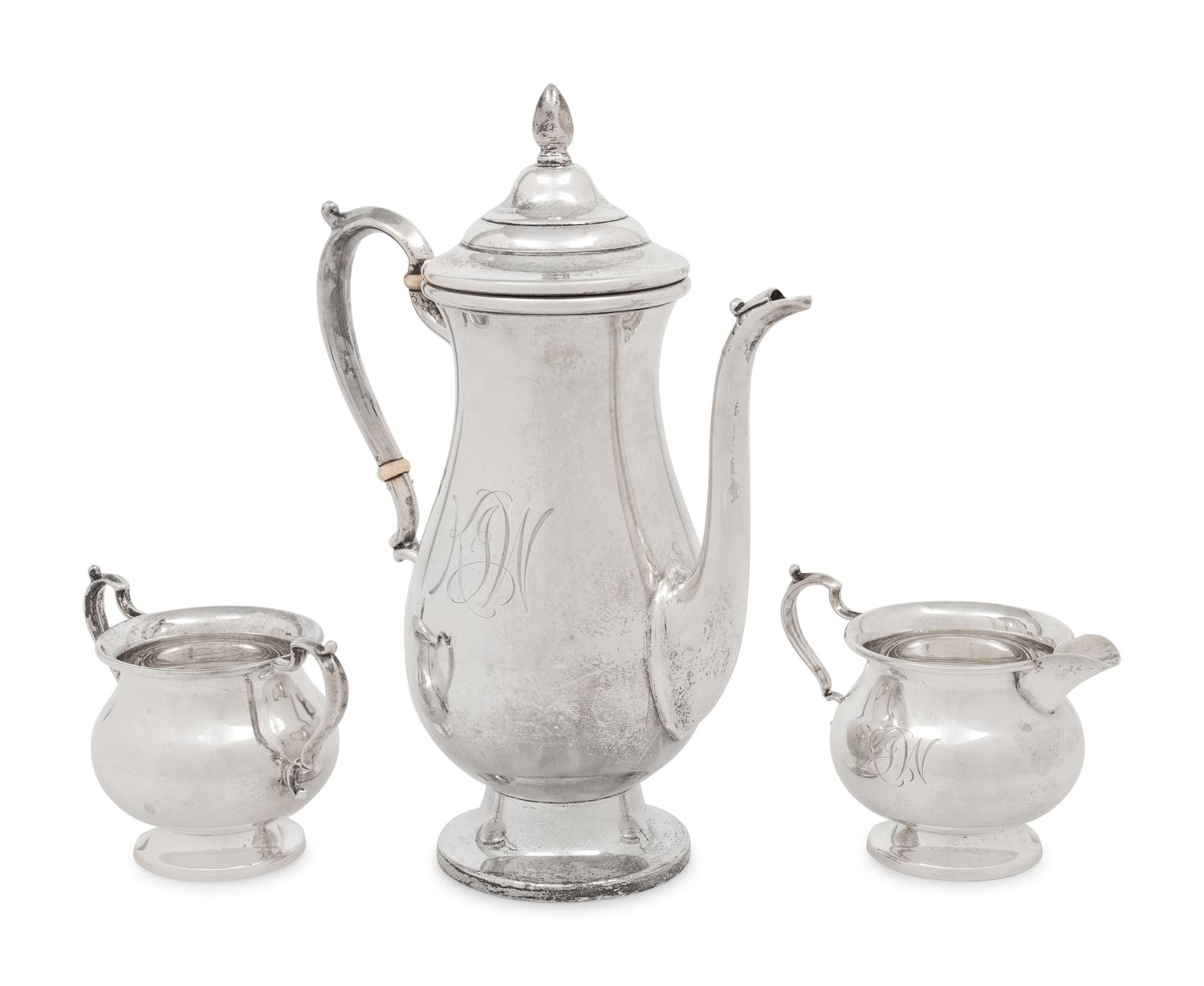 An American Silver Three-Piece Coffee Service