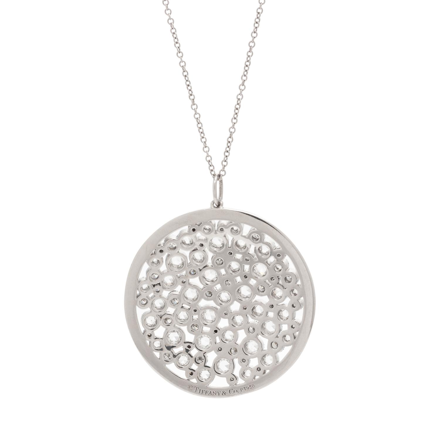 TIFFANY & CO., PLATINUM AND DIAMOND 'COBBLESTONE' PENDANT/NECKLACE