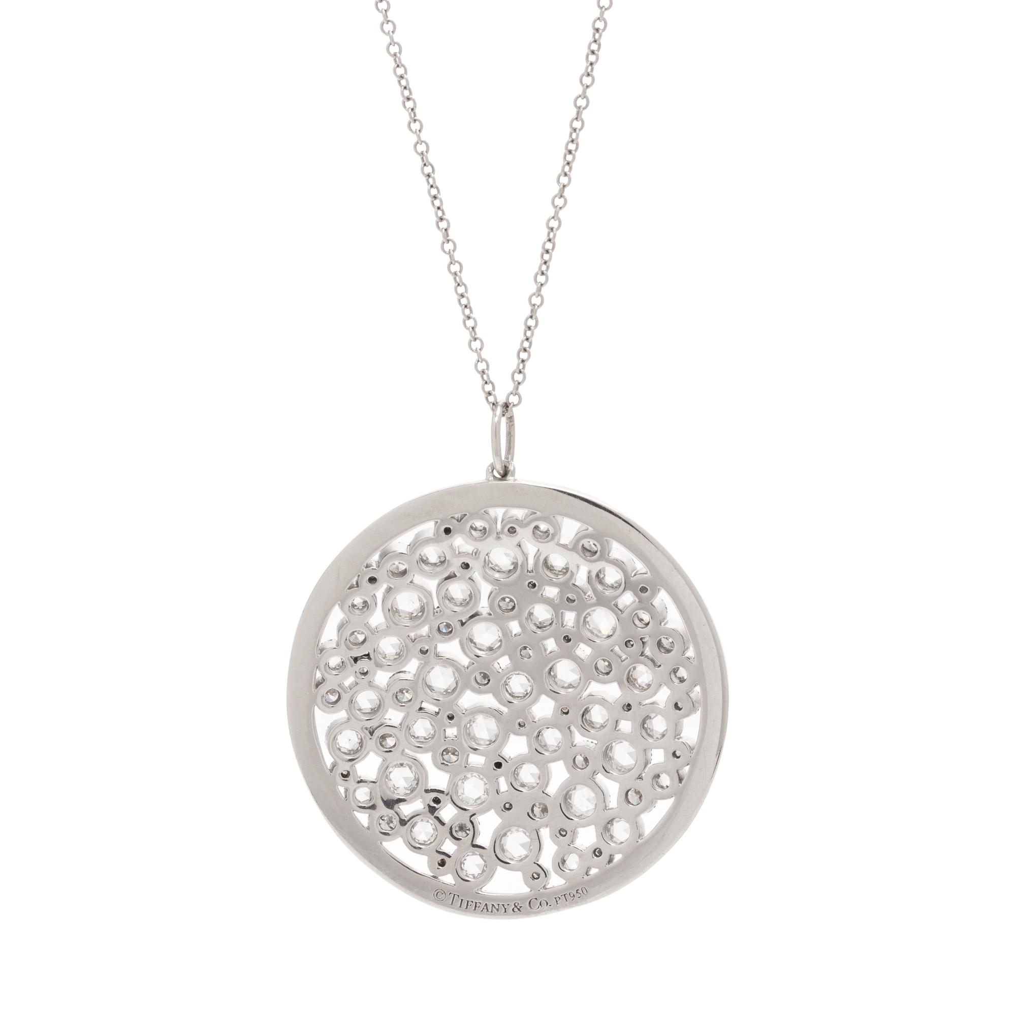 TIFFANY & CO., PLATINUM AND DIAMOND 'COBBLESTONE' PENDANT/NECKLACE