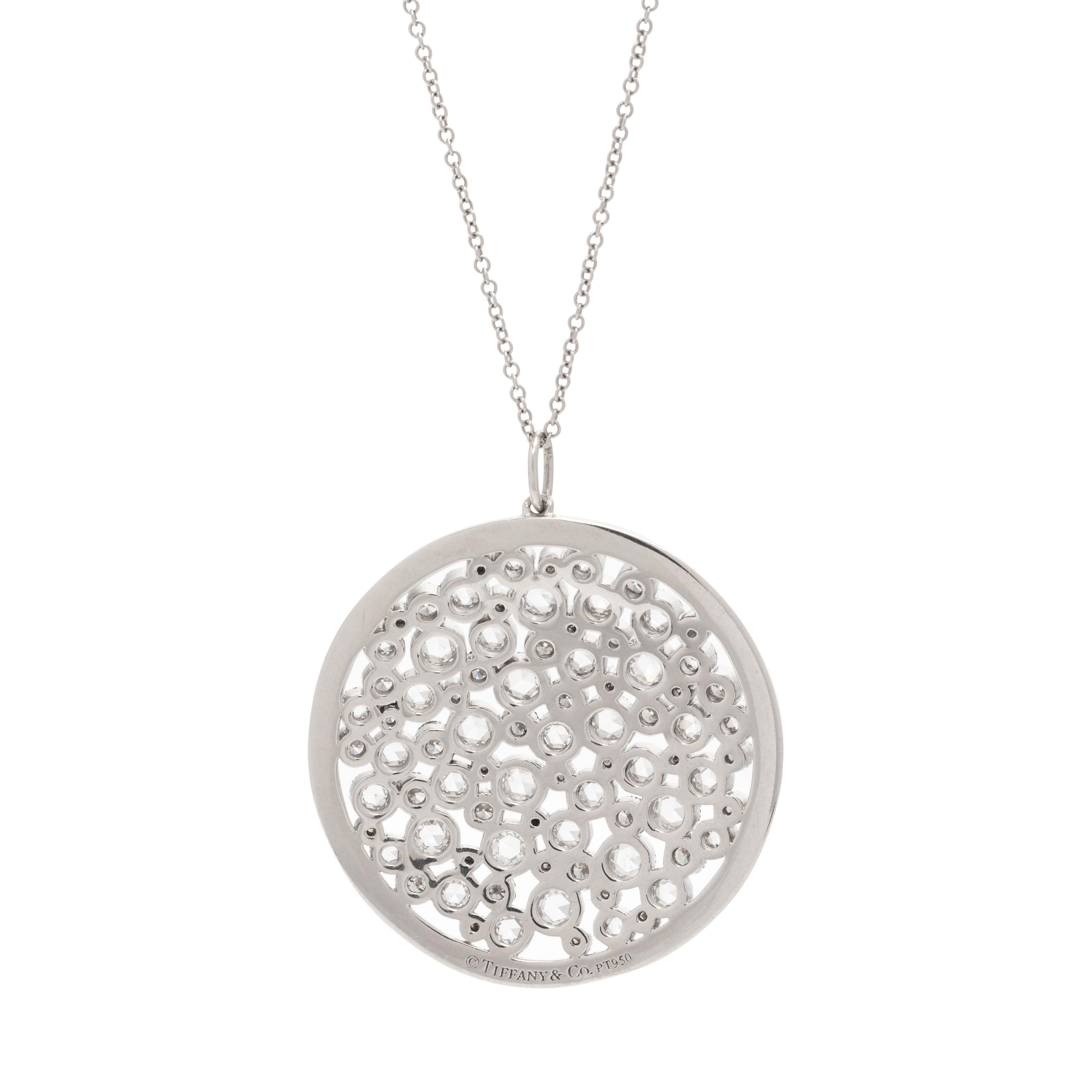 TIFFANY & CO., PLATINUM AND DIAMOND 'COBBLESTONE' PENDANT/NECKLACE