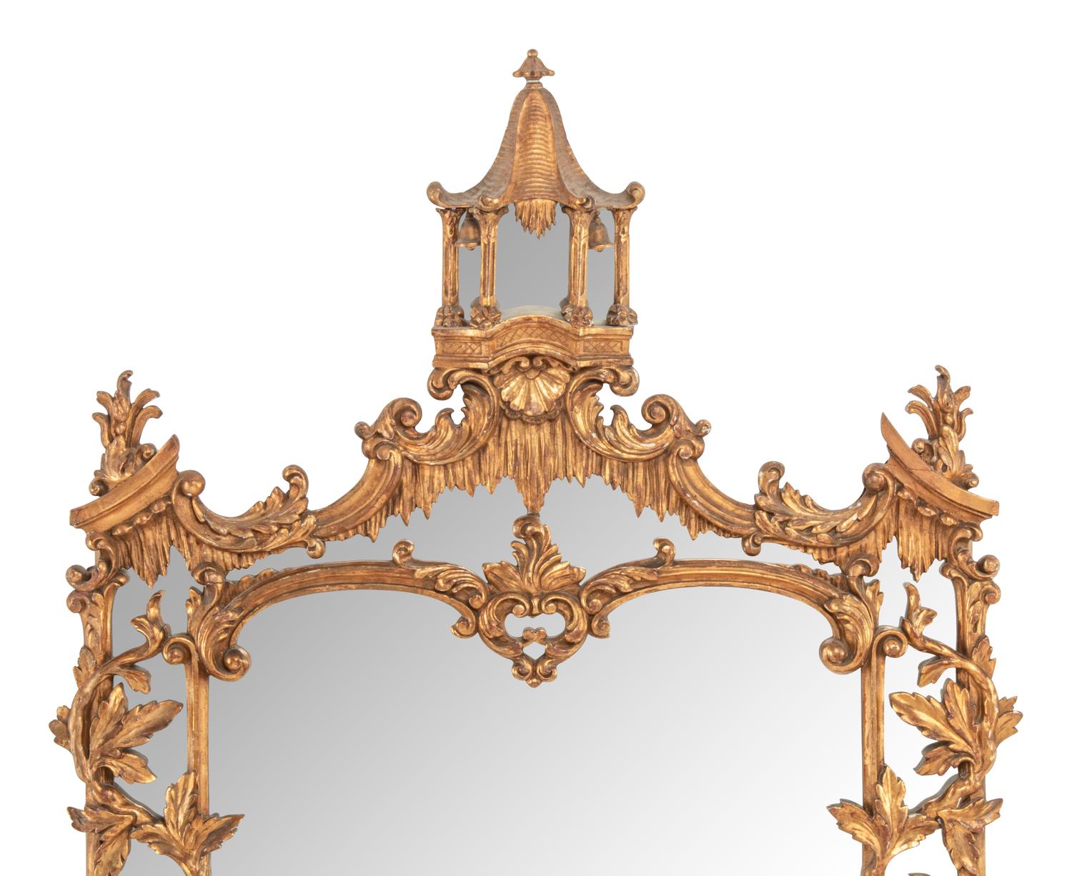 A George III “Chinese Chippendale” Style Giltwood Mirror