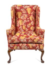 A Queen Anne Style Upholstered Easy Chair
