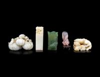 Five Chinese Jade and Hardstone Carvings