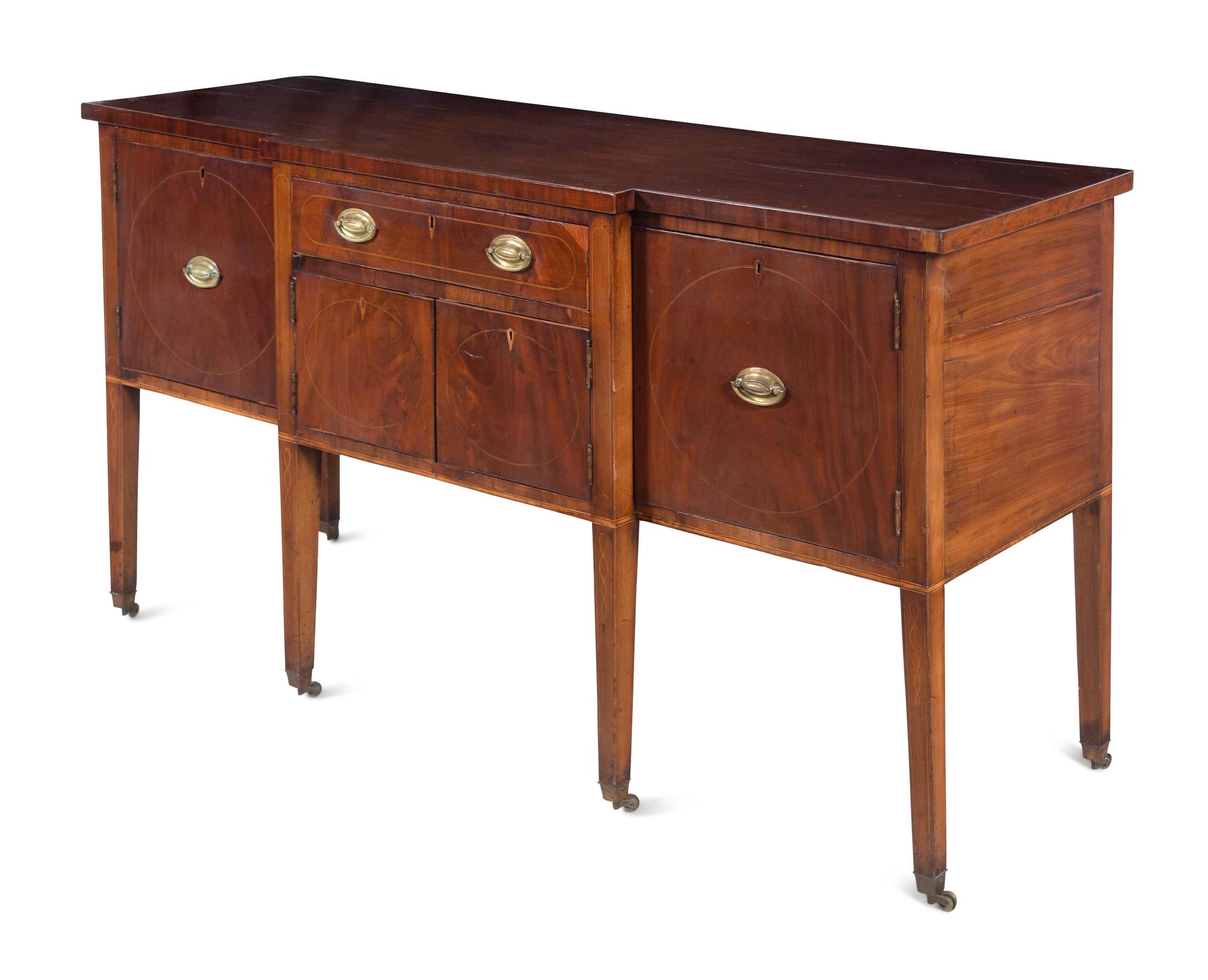 A Federal Inlaid and Figured Mahogany Sideboard