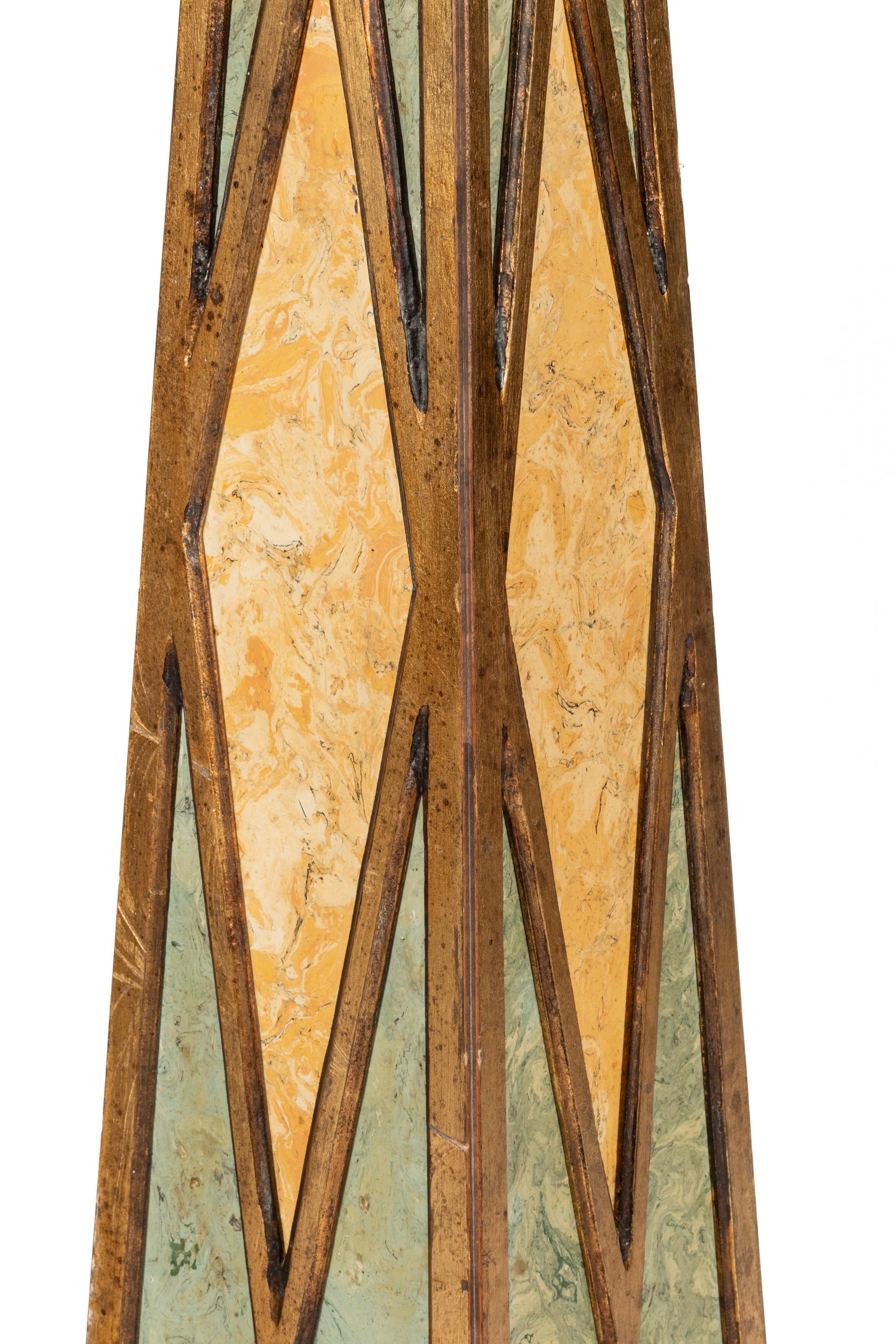 A Pair of Large Faux Marble Painted Obelisks