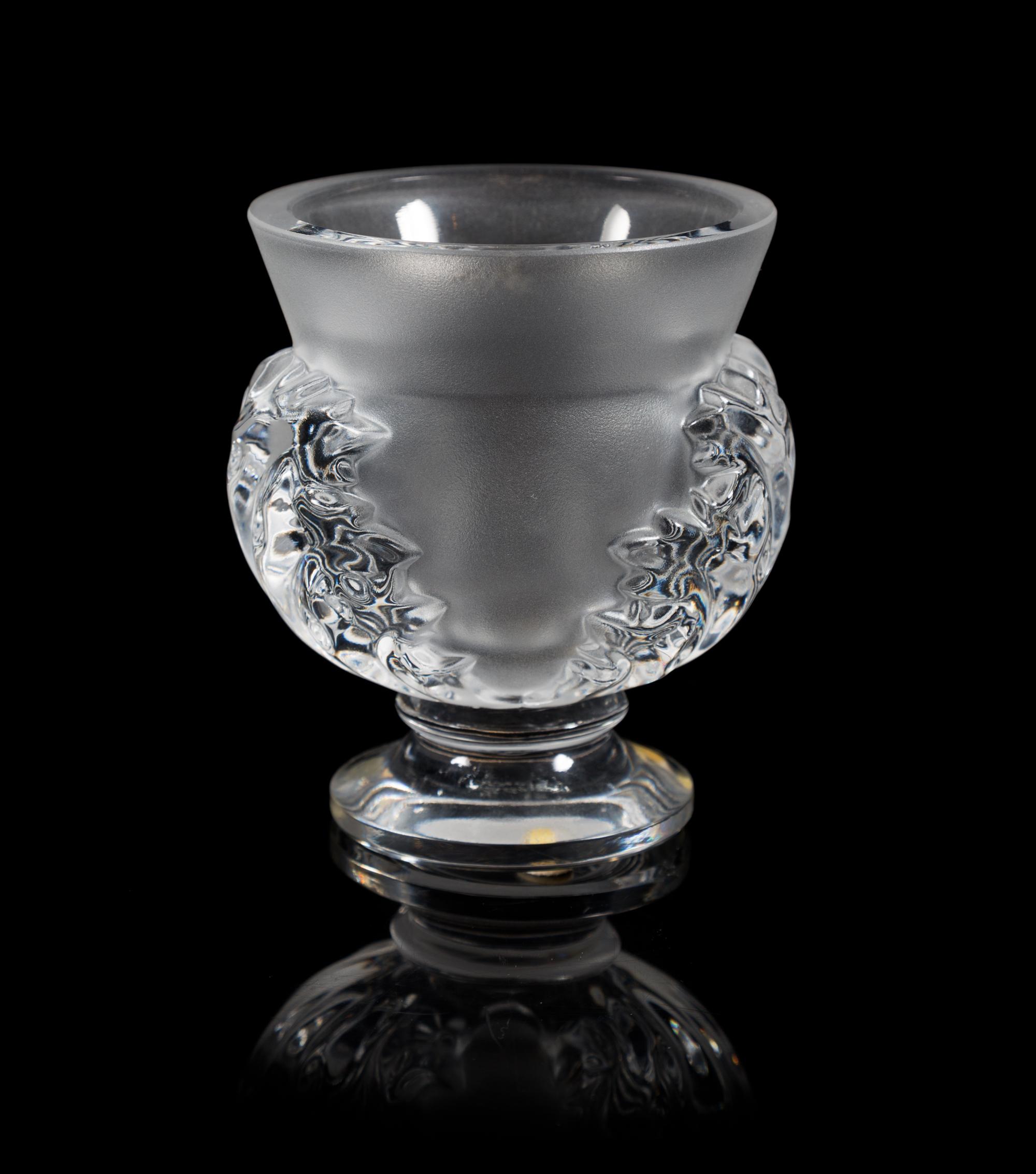 Lalique, a St. Cloud pattern molded and frosted glass vase