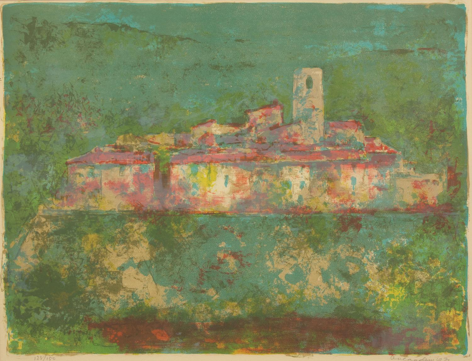 Vu Cao Dam 武高談 (French/Vietnamese, 1908-2000) — Vue de Saint-Paul-de-Vence, 1971