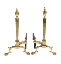 A Pair of Chippendale Style Brass Andirons Height 25 1/2 inches. — 19TH CENTURY