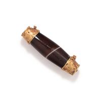 A Western Asiatic Gold and Banded Agate Bead Pendant