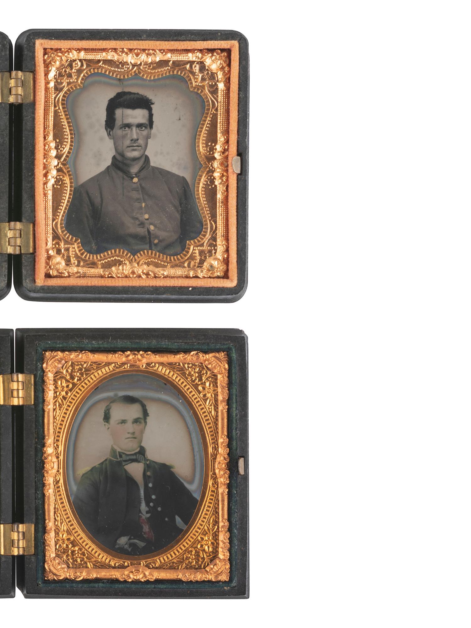 [CIVIL WAR]. 4 ninth plate images of soldiers housed in Union cases.