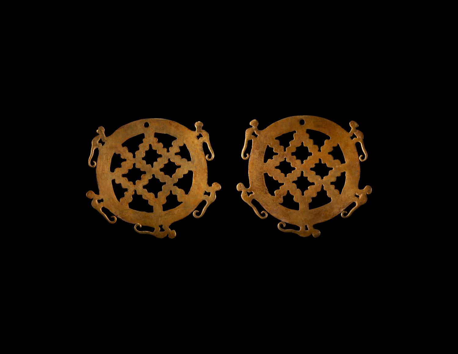 A Pair of Narino Gold Ear Ornaments