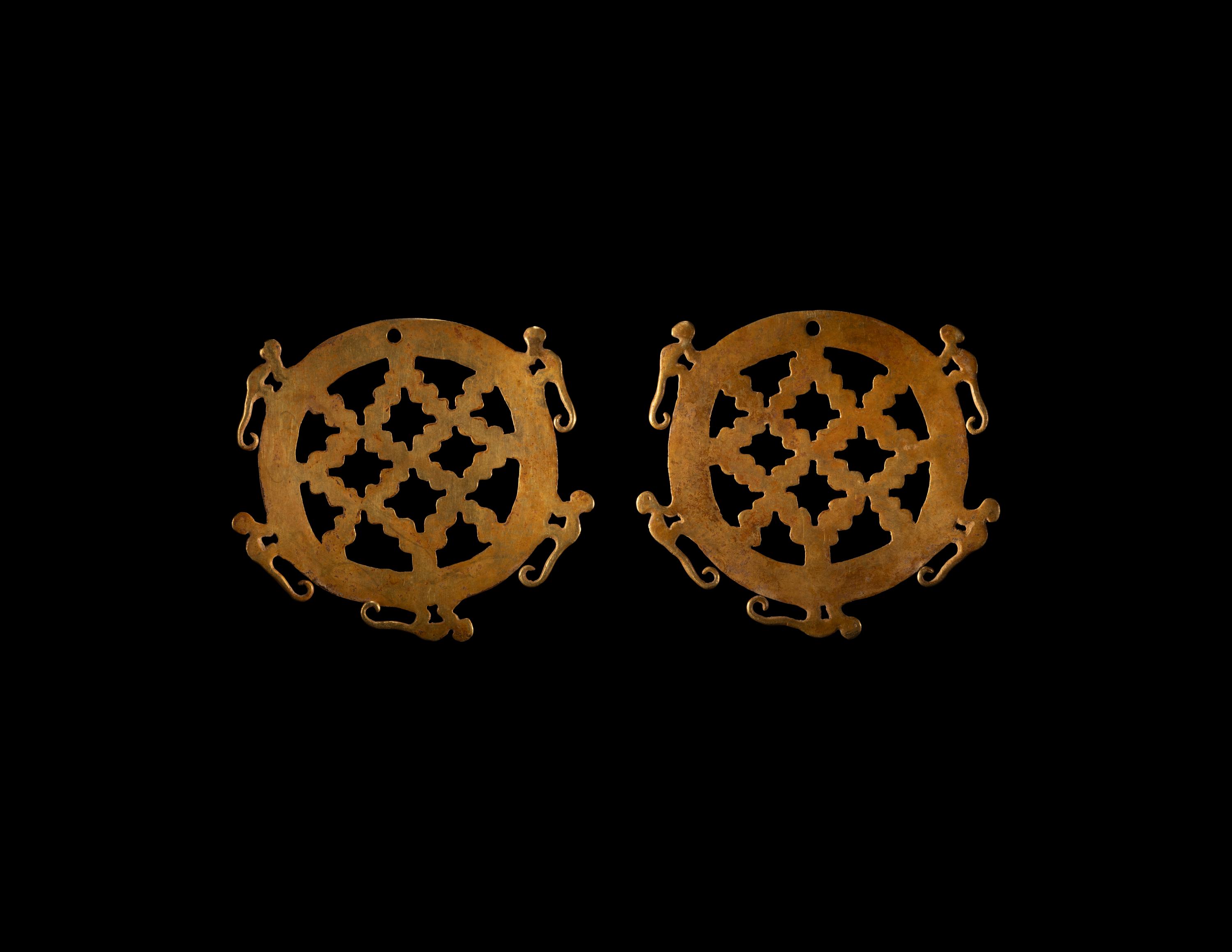 A Pair of Narino Gold Ear Ornaments