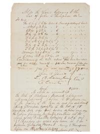 America in Manuscript [SLAVERY & ABOLITION]. Manuscript appraisement of land, household goods, and "Negro Property" identifying 37 enslaved persons. Marengo County, Alabama. 11 September 1841.