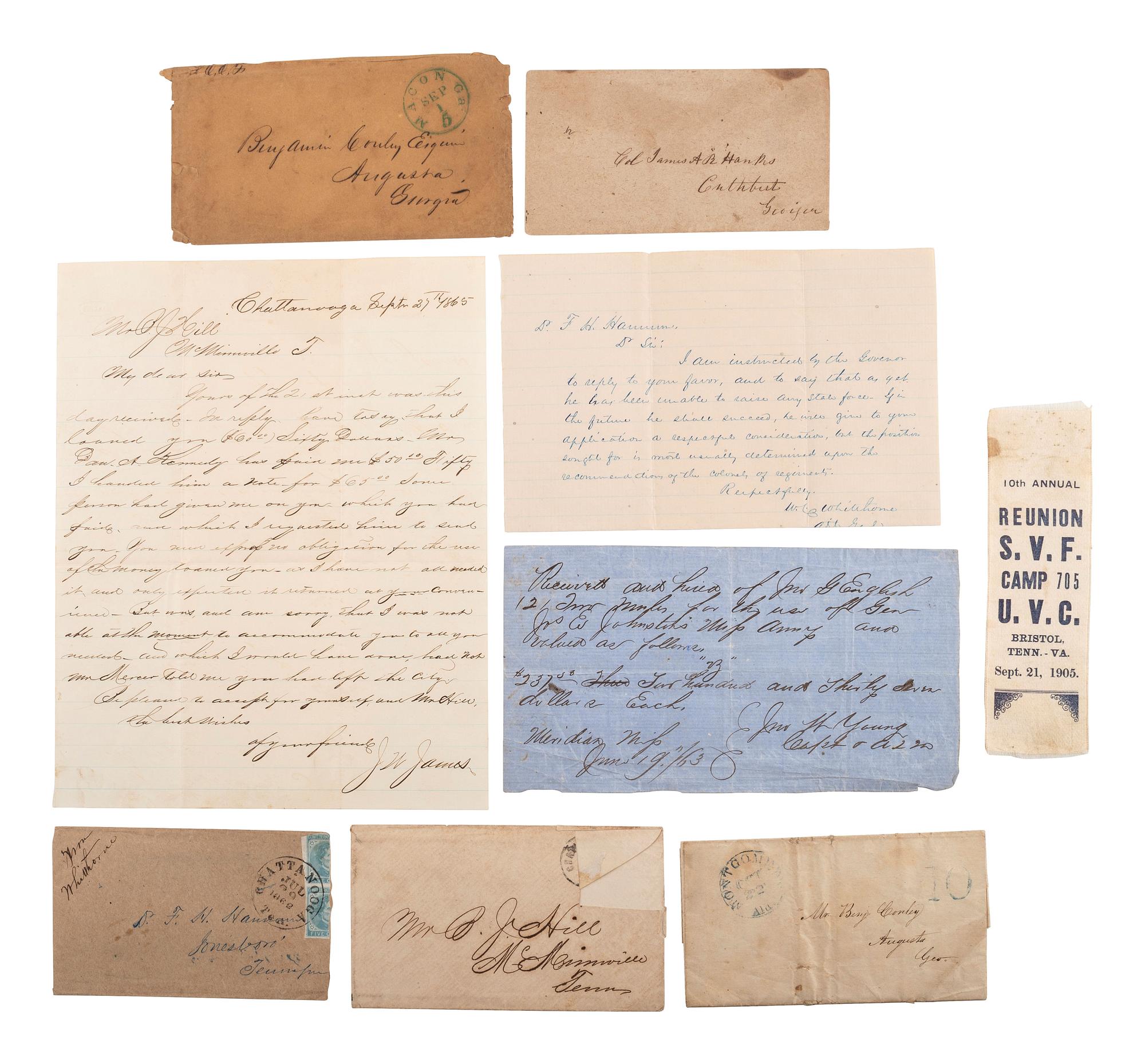 [CIVIL WAR]. Confederate letters and documents related to multiple southern states.