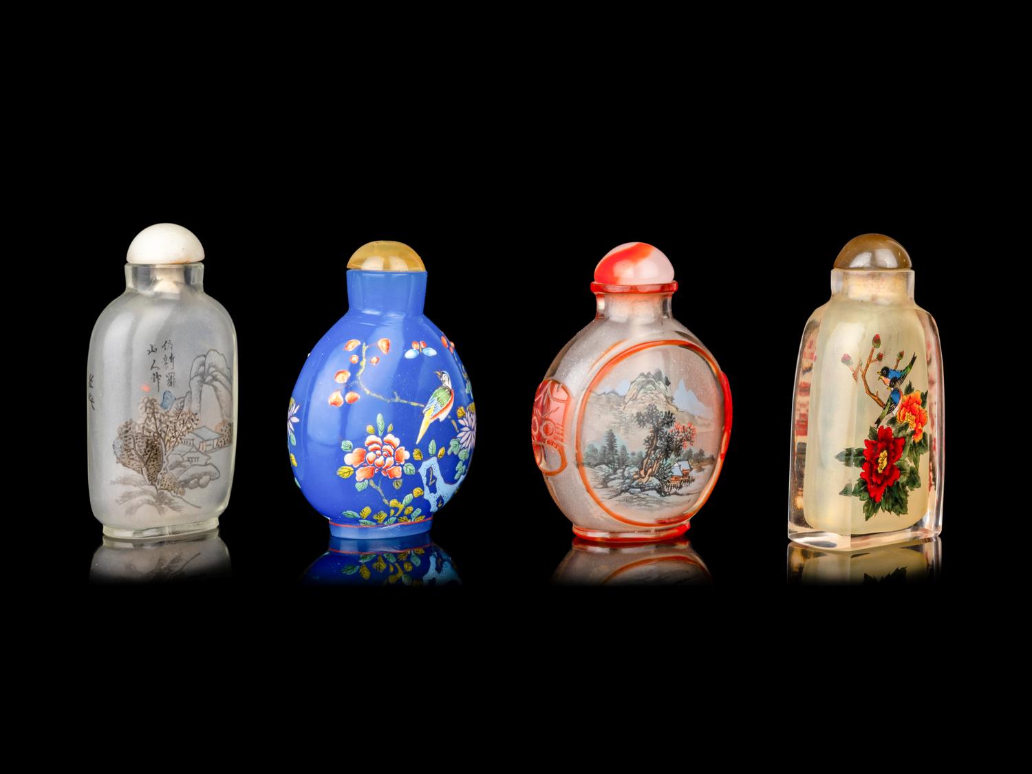 Four Chinese Painted Glass Snuff Bottles