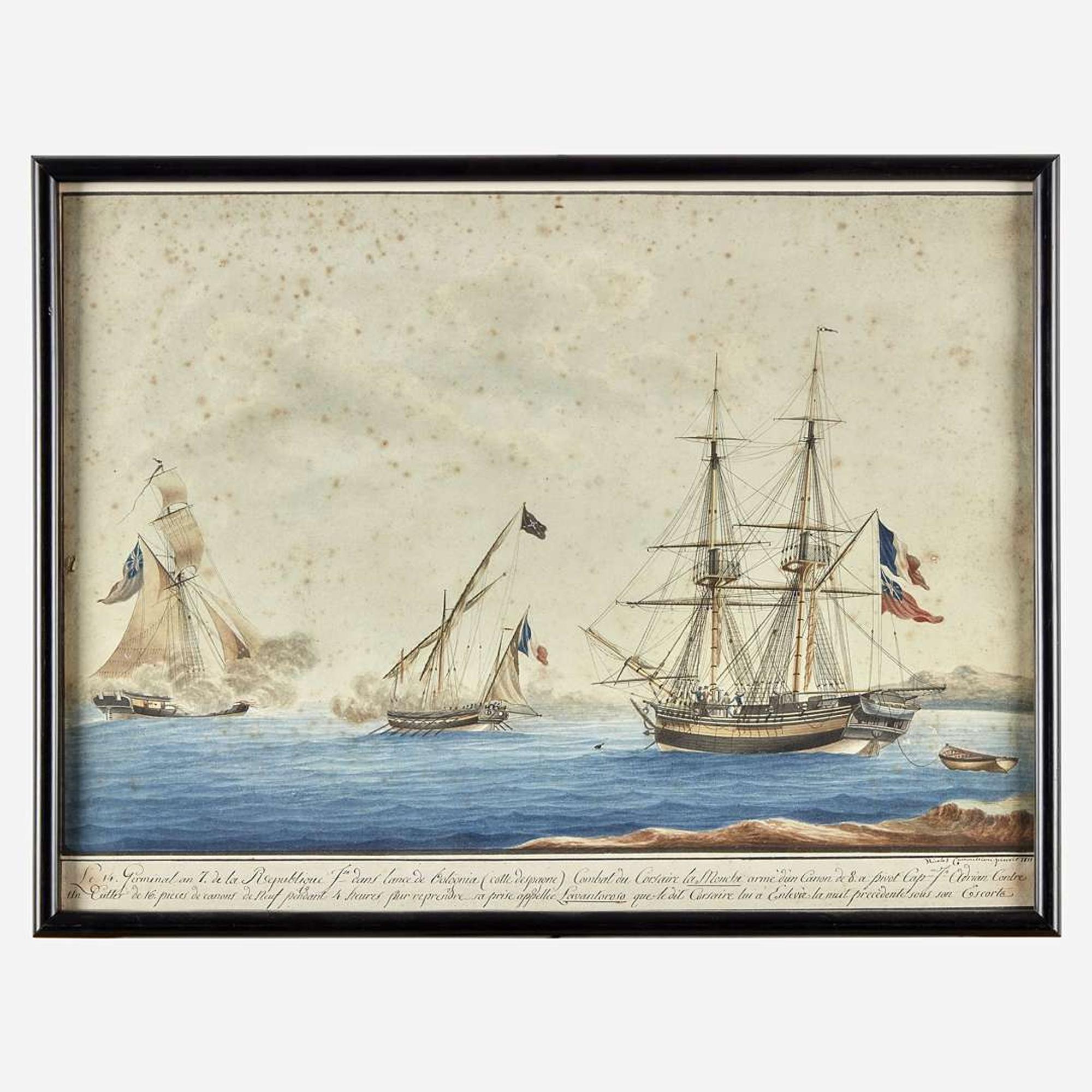 Nicholas Cammillieri (Italian, 1762–1860) Combat du Corsaire 'La Mouche;' together with a companion