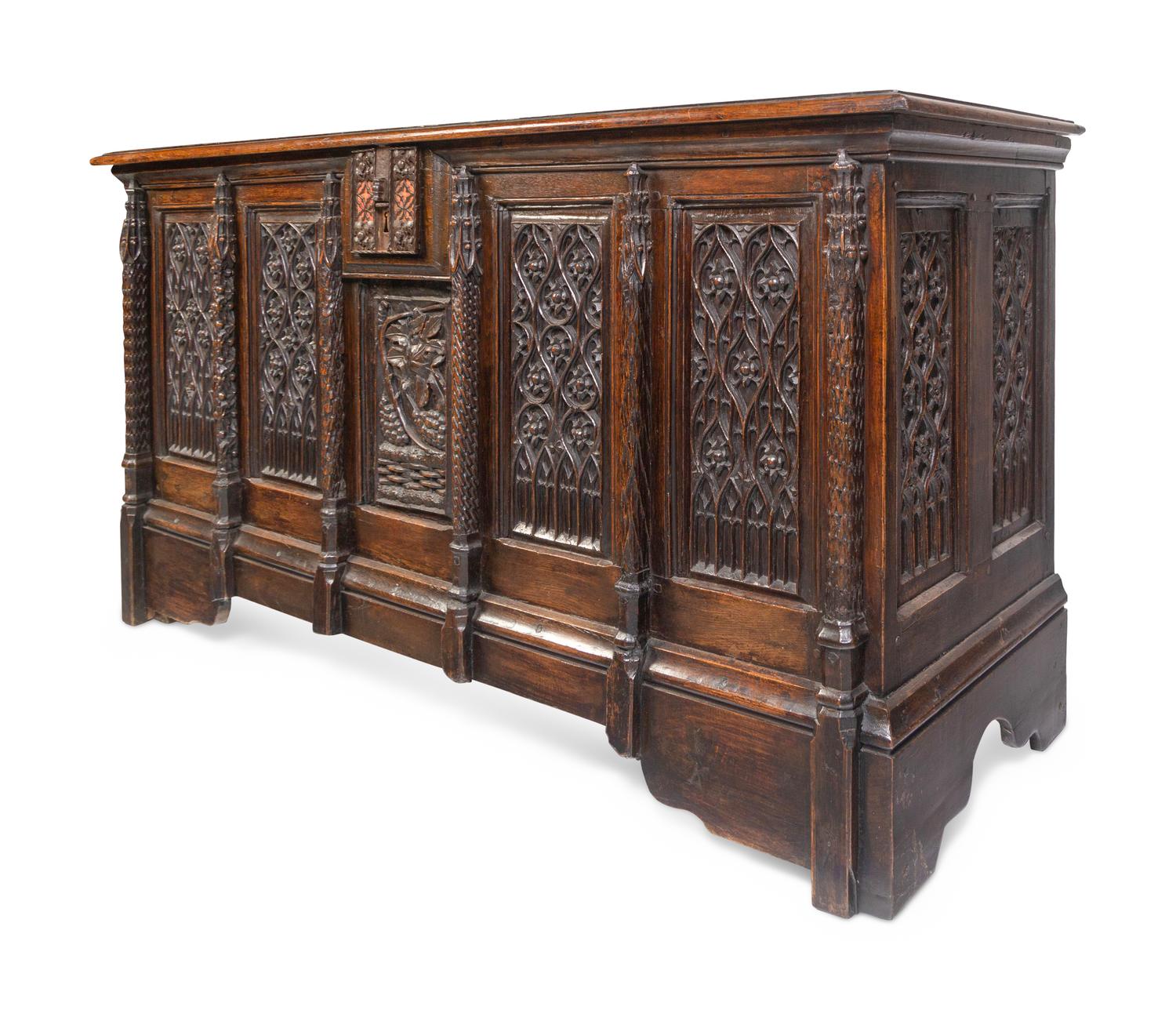 A French Gothic Carved Oak Chest