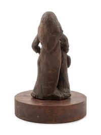 A French or Spanish Carved Wood Figural Group Depicting Saint Anne and the Infant Mary