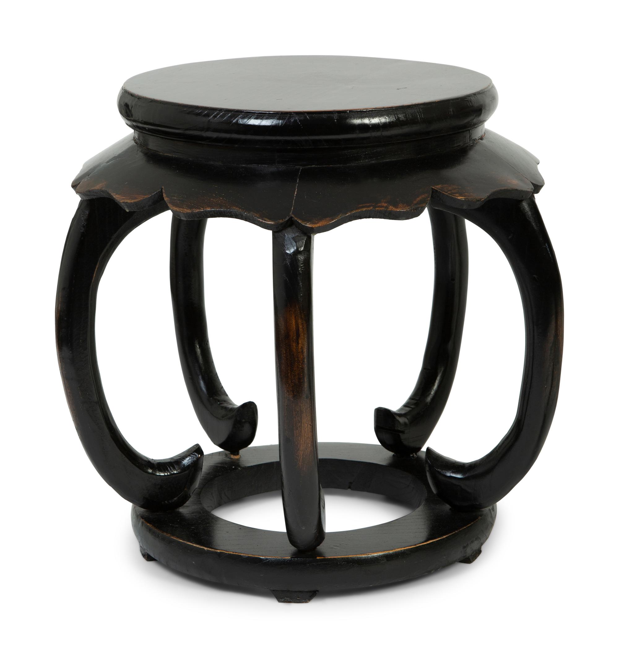 A Chinese Painted Harwood Garden Stool — 20TH CENTURY