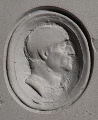 A Roman Glass Ring Stone with a Male Portrait Head — Set in a gold ring