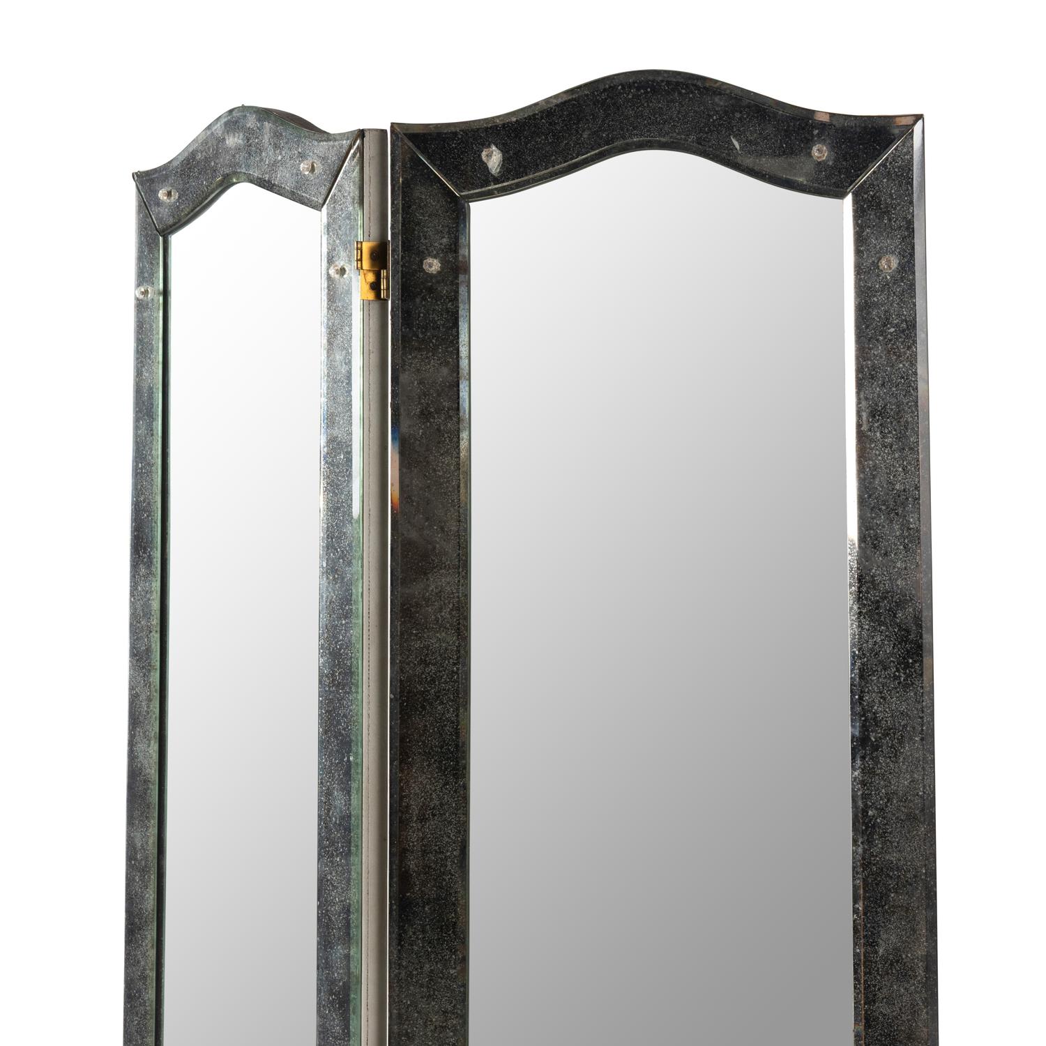 A Venetian Style Mirrored Four-Panel Floor Screen