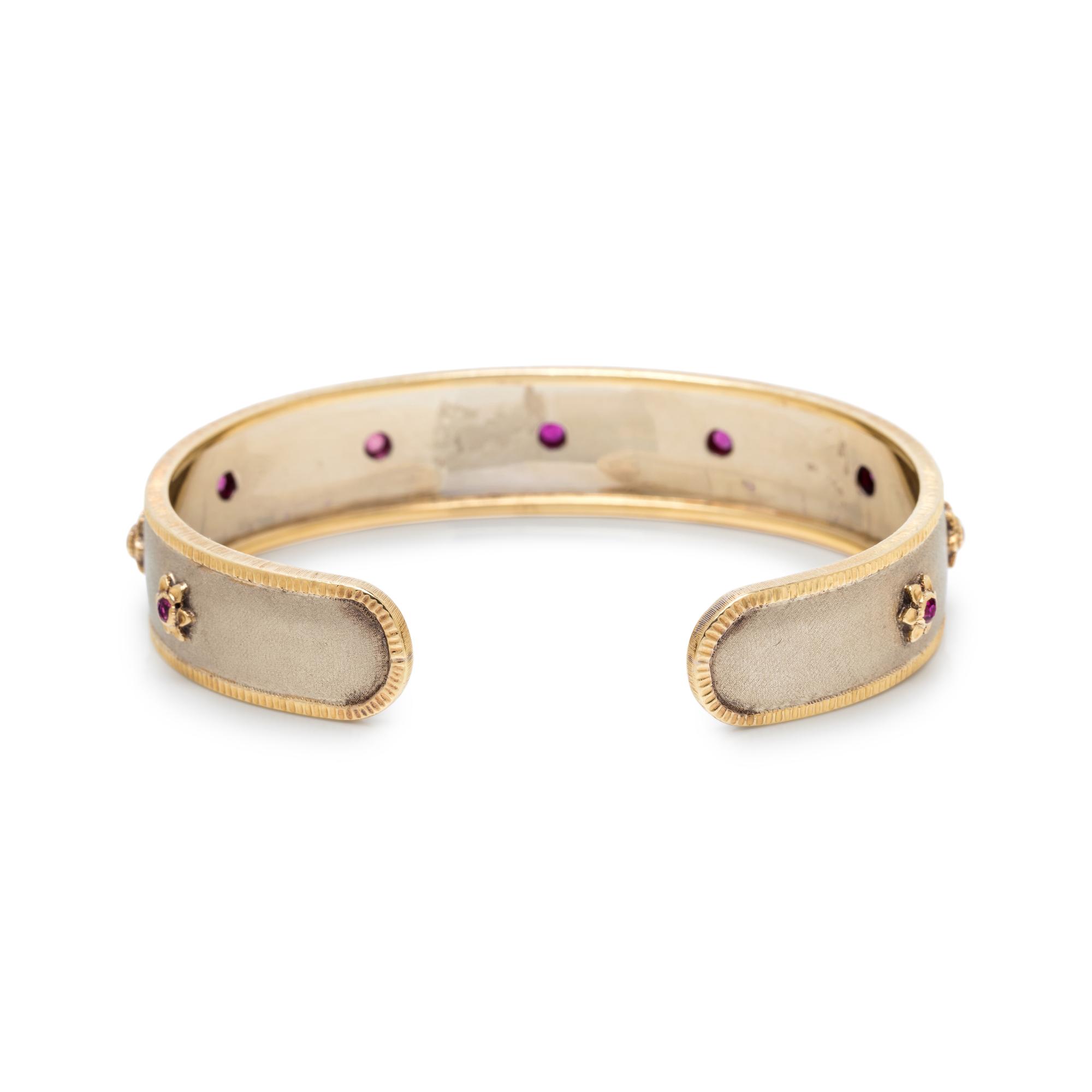 MARIO BUCCELLATI, BICOLOR GOLD AND RUBY CUFF BRACELET