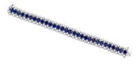 A Platinum, Sapphire and Diamond Bracelet, Oscar Heyman Brothers, Circa 1964, 32.80 dwts.