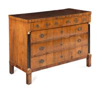 An Empire Walnut and Parcel Ebonized Commode