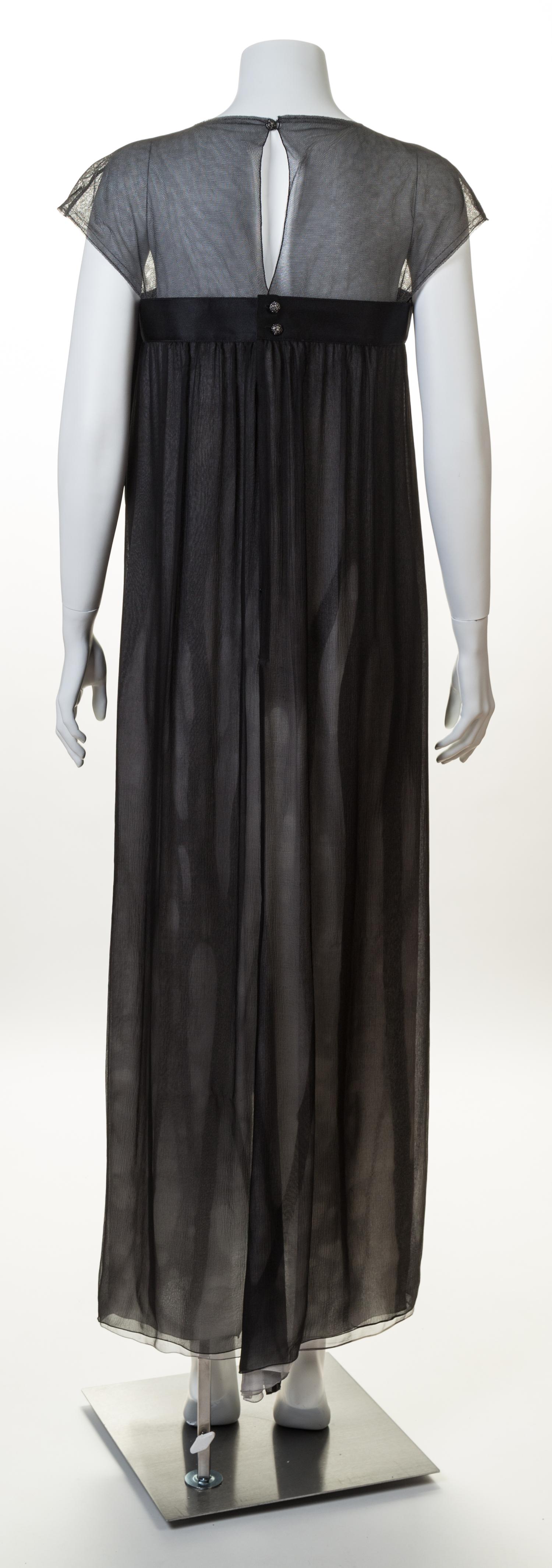 A Chanel Black Silk Column Gown, Size 40.