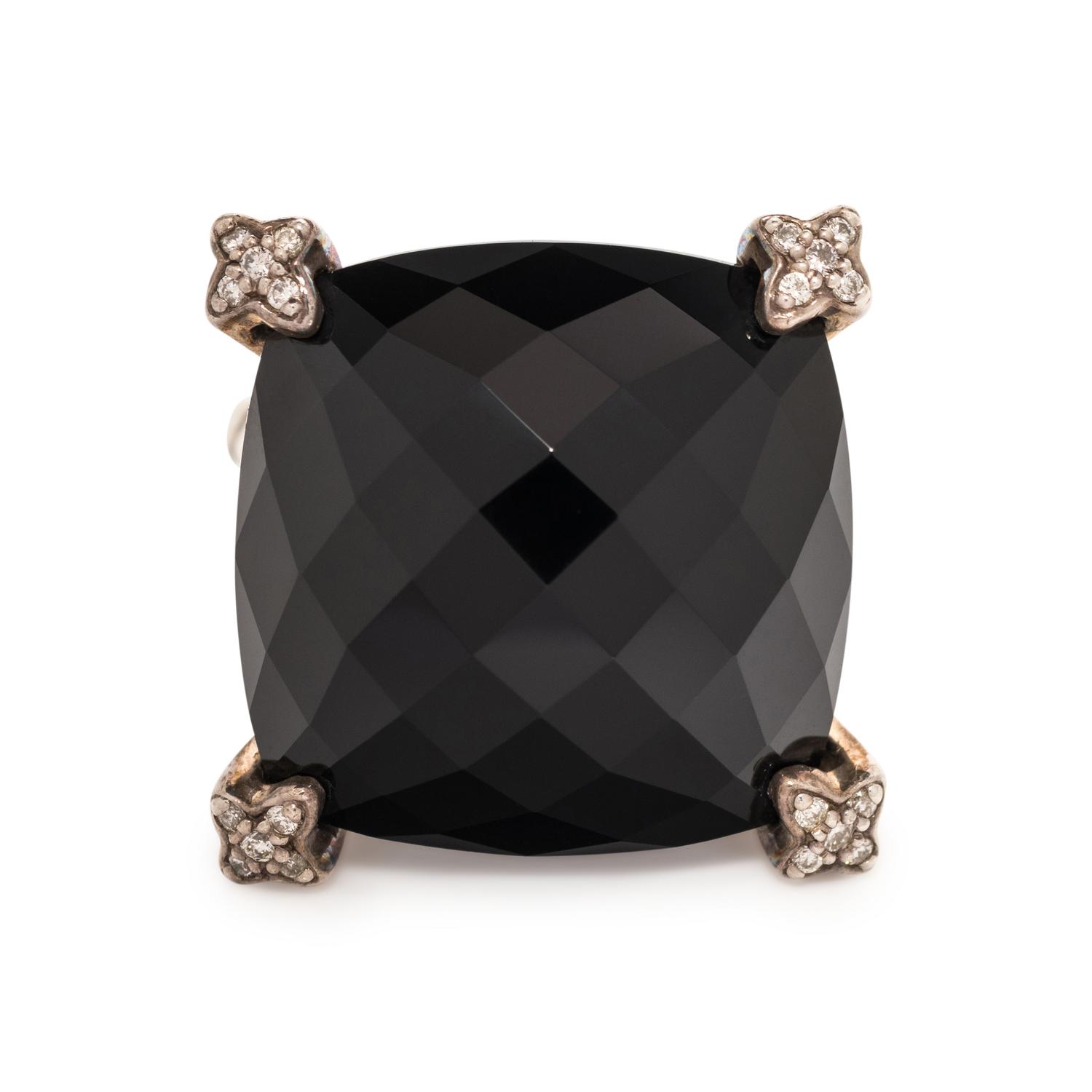 DAVID YURMAN, ONYX AND DIAMOND 'CHATELAINE' RING