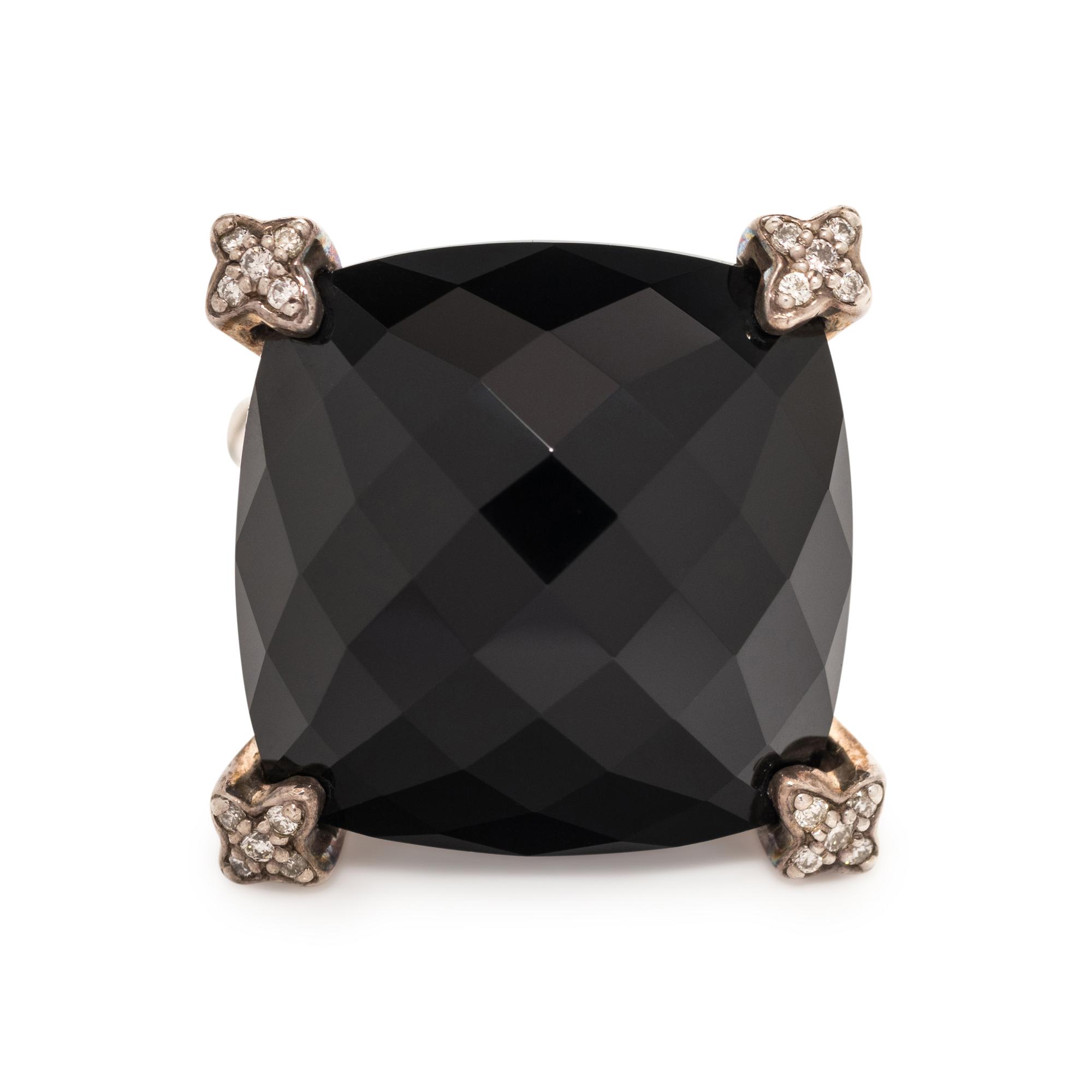 DAVID YURMAN, ONYX AND DIAMOND 'CHATELAINE' RING