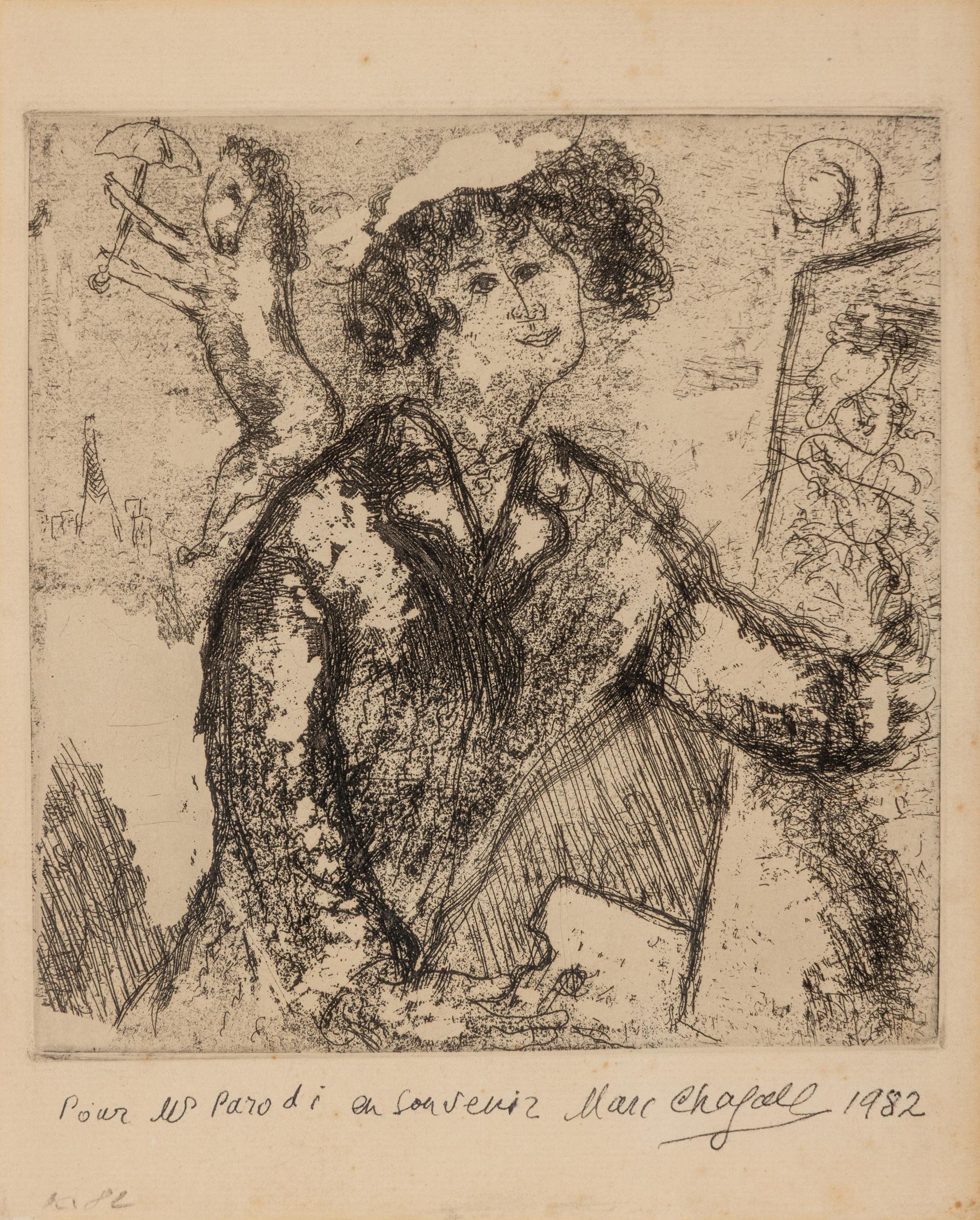 Marc Chagall (Belarusian/French, 1887-1985) — Autoportrait au chevalet (from Chagall et l'Ame Juive ) , 1931